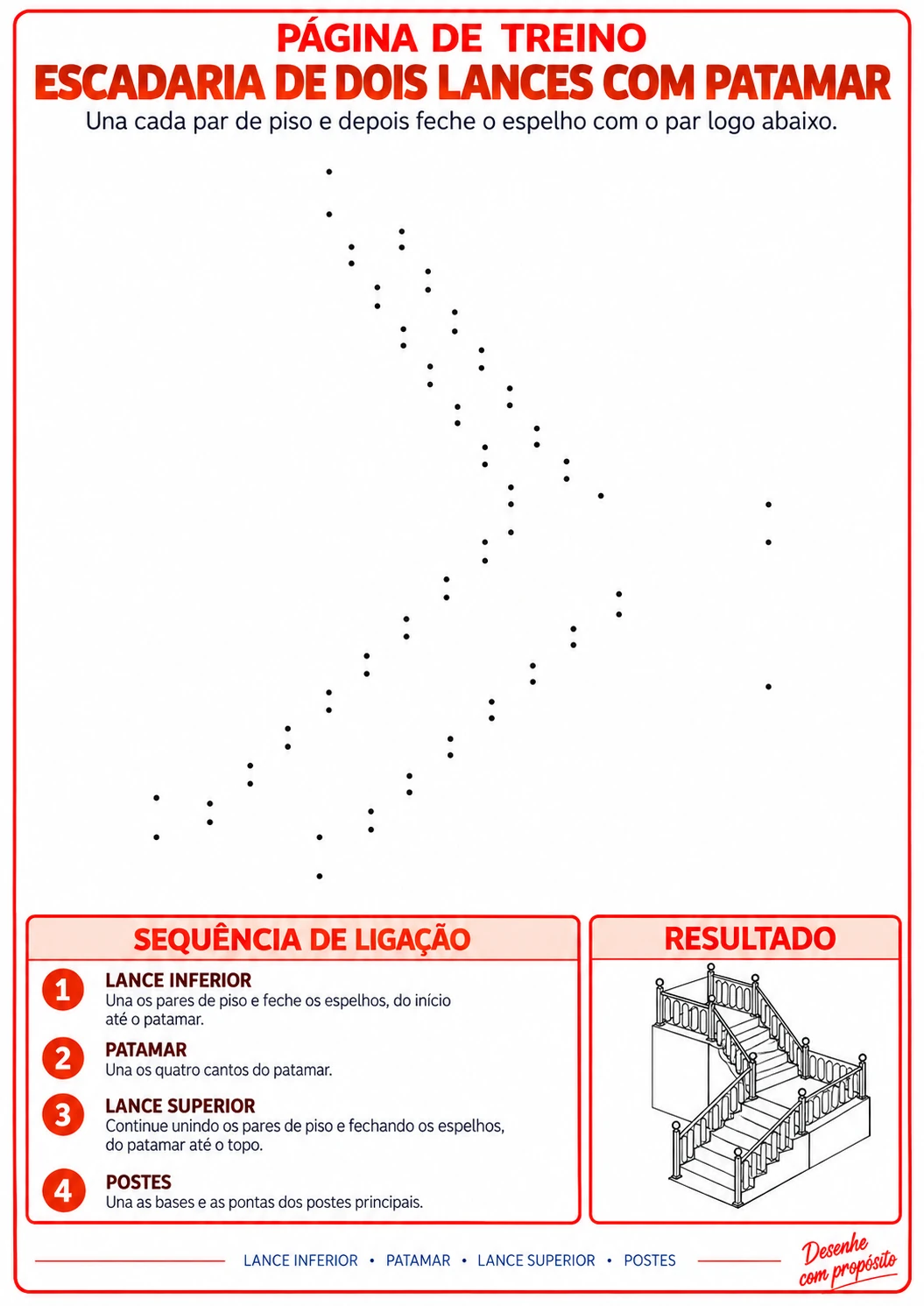 Prancha de treino da escadaria com patamar