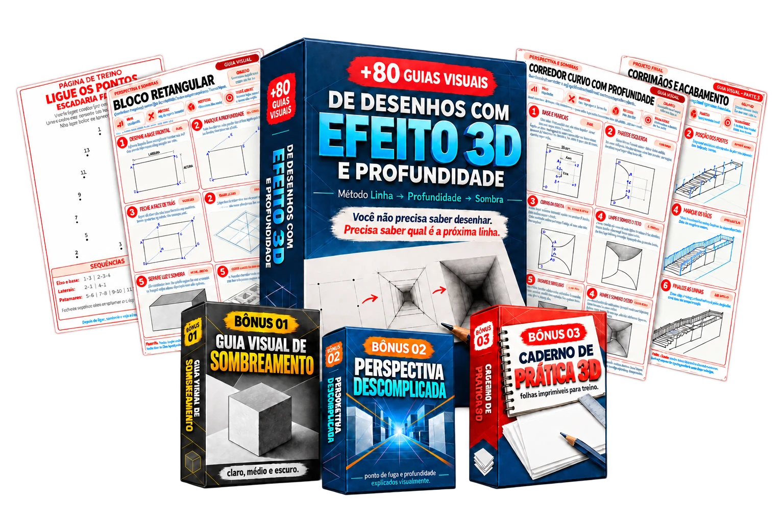 Coleção com mais de 80 guias visuais de desenhos 3D e três bônus
