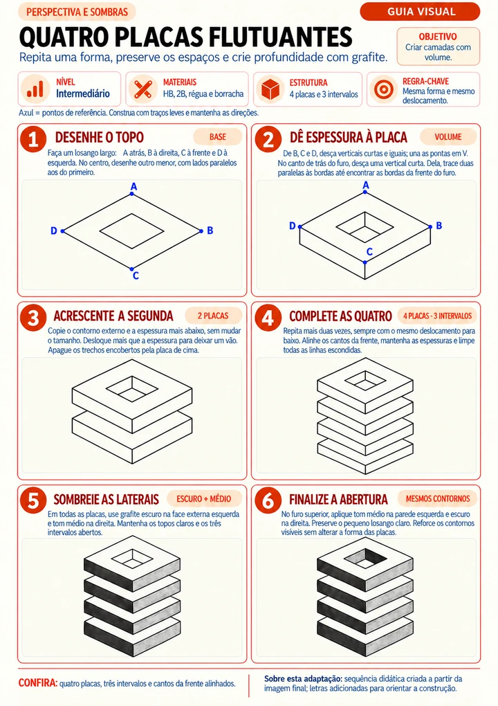 Guia visual das placas flutuantes em perspectiva